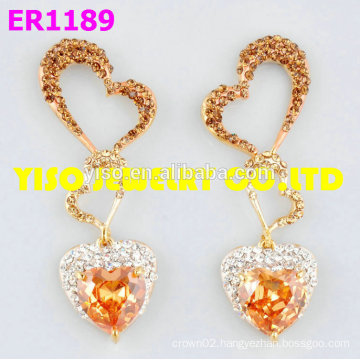 hearts jewelry rhinestone earrings